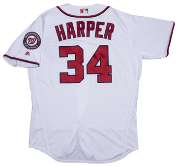 2016 Bryce Harper Game Used Washington Nationals Opening Day Home Jersey Worn On 4/7/16 Vs. Miami- Home Run! (MLB Authenticated & Fanatics) 